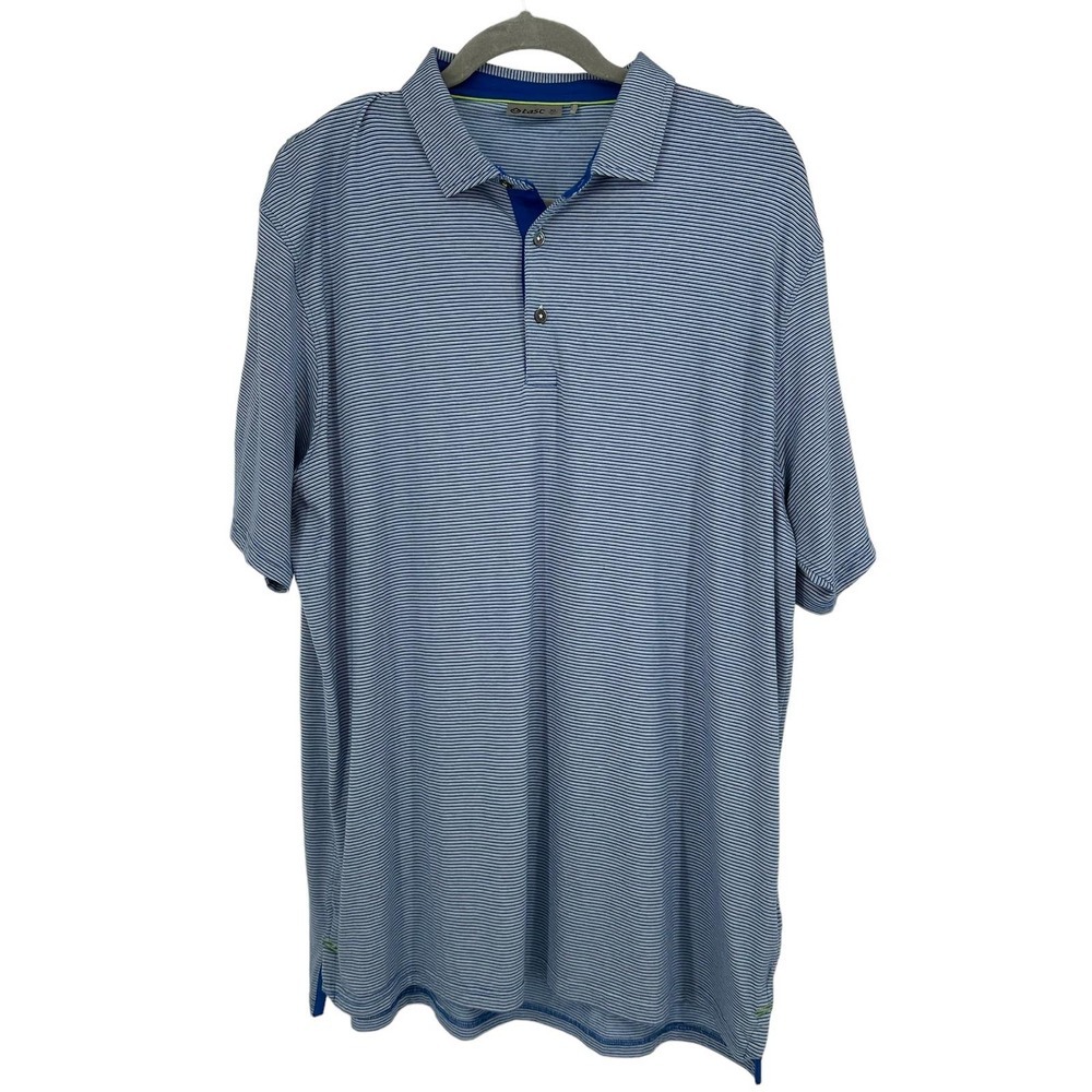 TASC Performance Cloud Blue Striped Golf Polo Shirt XL